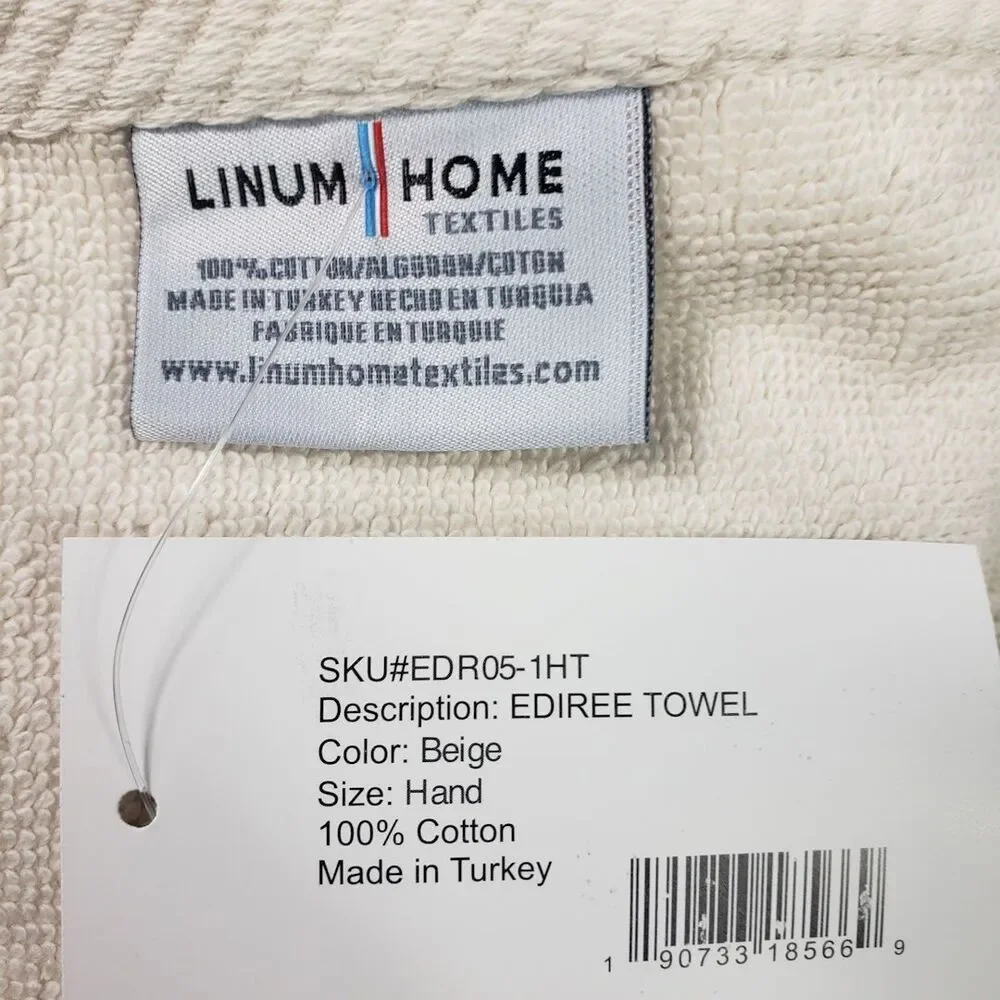 Linum Home 3 Pc Bath Towel Set Beige Turkish Cotton May Embellished